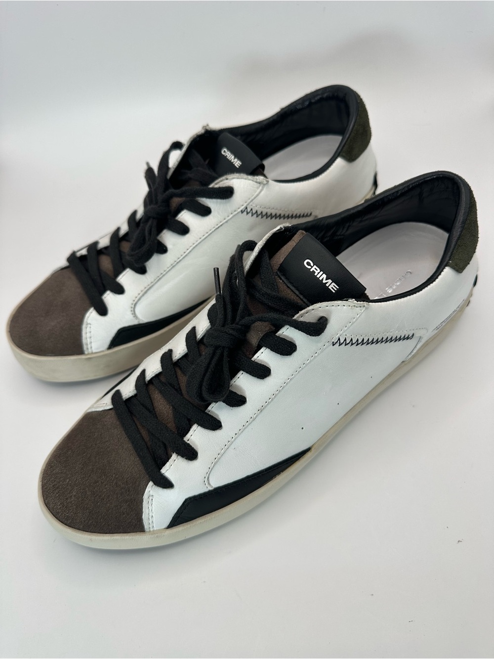 Crime London mens white Deconstructed Lace-up Sneakers size 9 US (42 EU)